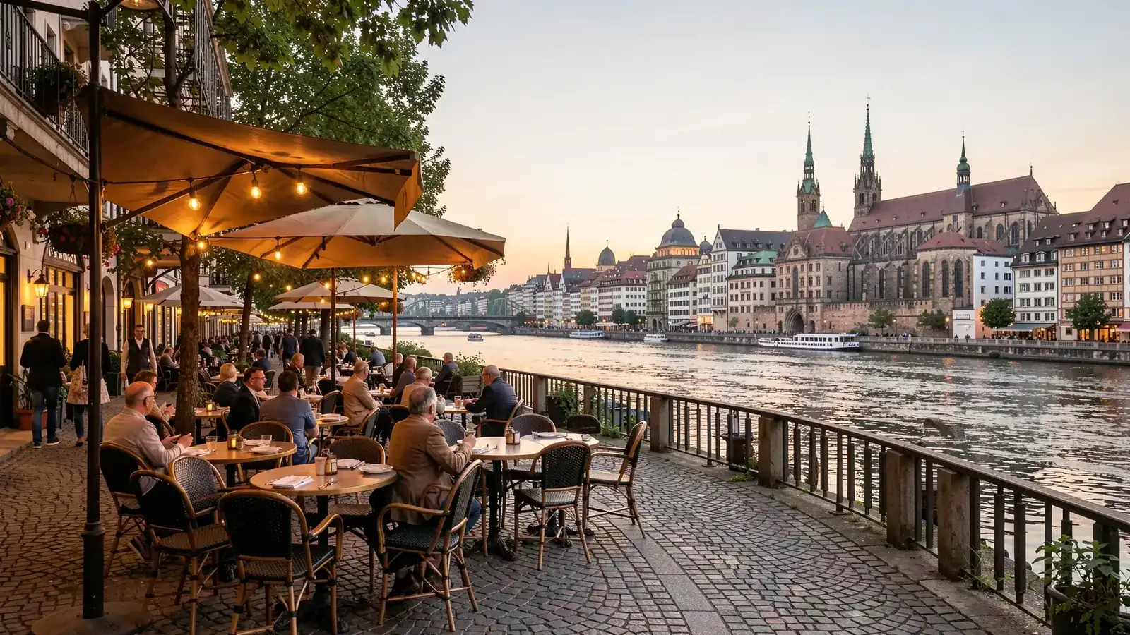 Öffentlicher Treffpunkt am Rhein in Basel