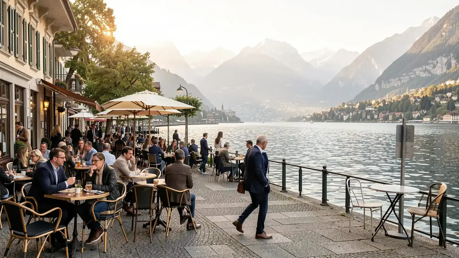 Öffentlicher Treffpunkt an der Luzerner Seepromenade