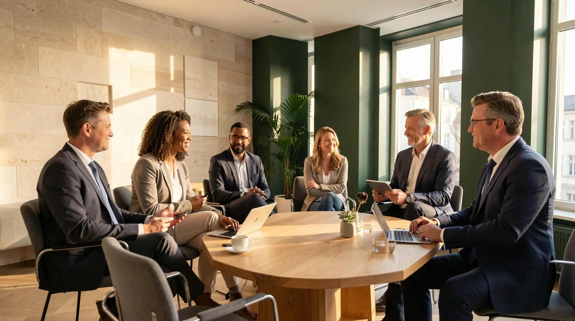 Modernes Schweizer Team in einem diskreten Büro